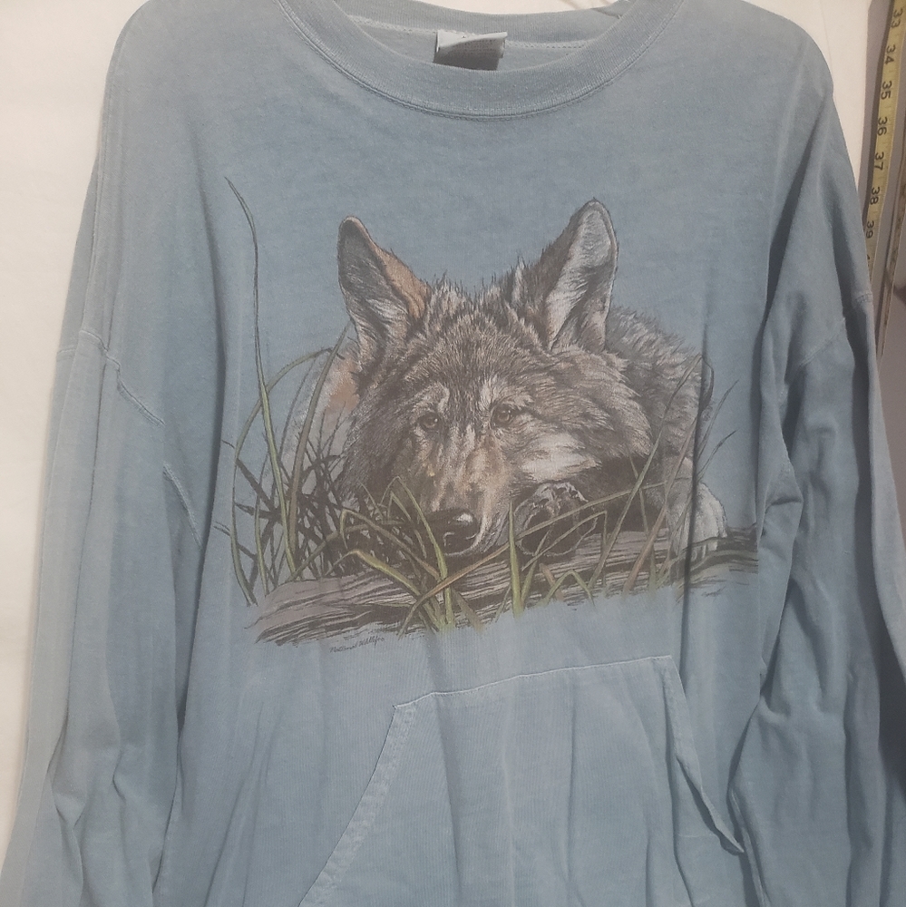 Vintage Harliquin Grey Wolf Hooded Tee XL